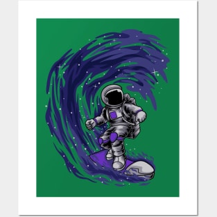 astronaut surfing Posters and Art